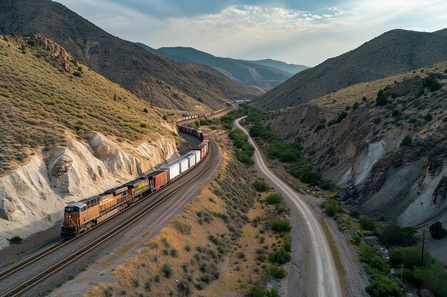 قطار باری در حال حرکت در مسیر کوهستانی برای حمل و نقل کالا به ارمنستان